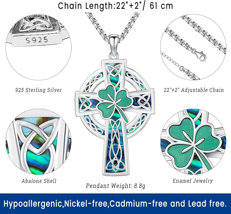 Eusense Viking Jewelry for Men Women Sterling Silver 925 Mjolnir Thors Hammer Pendant Celtic Cross Necklace Wolf Odin Raven Freya Goddess Norse Pagan Compass Vegvisir Yggdrasil Nordic Viking Necklaces Gifts