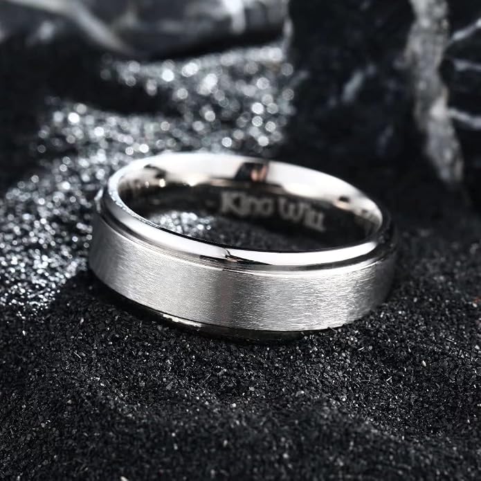 King Will Titanium Wedding Band for Men Women- 3-10mm Width Black/Sliver/Gold High Purity Titanium Promise Wedding Ring Comfort Fit for Daily Wear Size 6-14