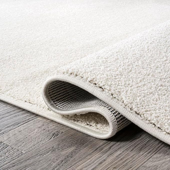 JONATHAN Y Haze Solid Low-Pile Cream 5' Round Indoor Area Rug, Coastal,Bohemian,Minimalist,Classic, Easy-Cleaning for Living Room,Bedroom,Kitchen,Pet Friendly,Non-Shedding (SEU100T-5R)