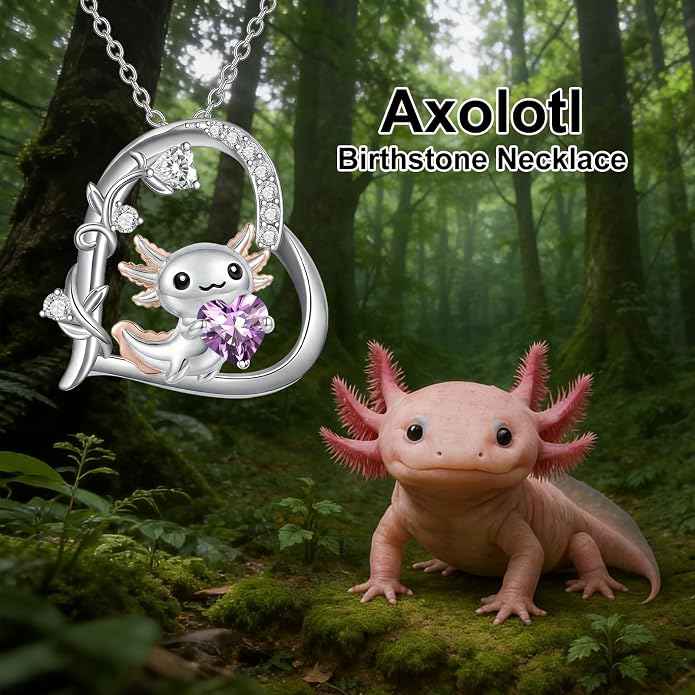 PELOVNY Teddy Bear Necklace for Women 925 Sterling Silver Bear/Highland Cow/Fox/Cat/Axolotl Birthstone Necklace Christmas Birthday Jewelry Gifts for Mom Daughter Wife Sister