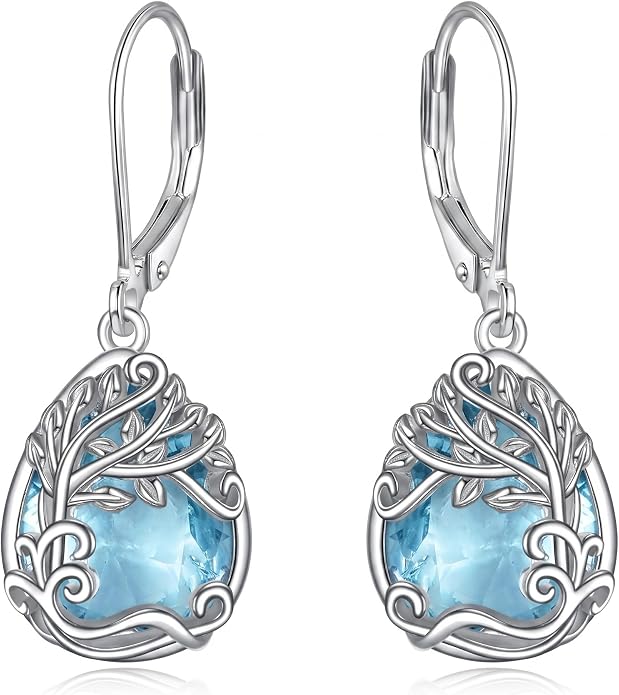 Teardrop Tree of Life/Filigree Earrings for Women Dangle Leverback Earrings Jewelry Gift Anniversary For Her