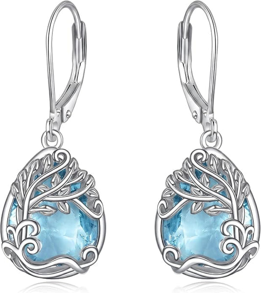 Teardrop Tree of Life/Filigree Earrings for Women Dangle Leverback Earrings Jewelry Gift Anniversary For Her
