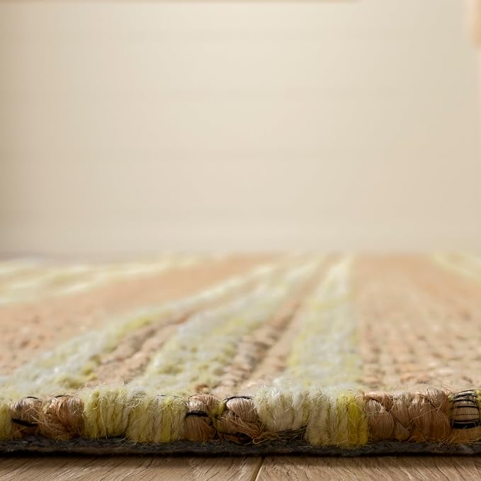 Martha Stewart X SAFAVIEH Collection Area Rug - 9' x 12', Natural & Yellow, Handmade Wool & Jute, Ideal for Living Room, Bedroom, Dining Space (MSR9528D)
