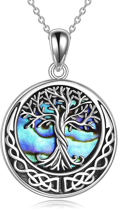ONEFINITY Tree of Life Necklace 925 Sterling Silver Abalone Shell Celtic Knot Pendant Necklace for Women Jewelry