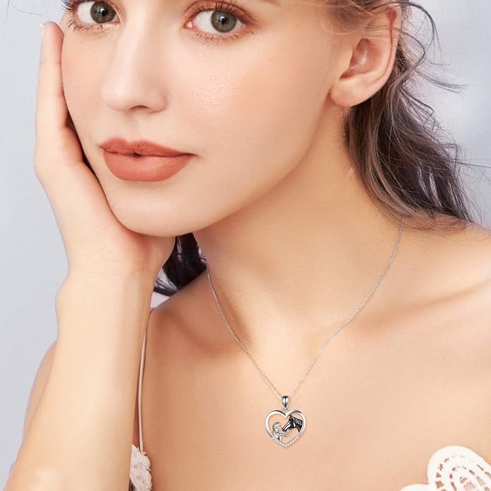 YFN Horse Pendant Necklace Sterling Silver Women with Horse Gift for Women
