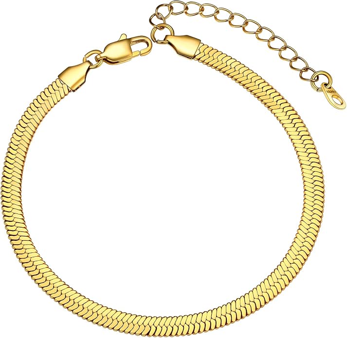 GoldChic Adjustbale Link Chain Anklet for Women Summer Jewelry, 316L Stainless Steel Figaro/Wheat/Twist Rope/Cuban Foot Bracelet-Waterproof, Resizable 9"-12" (Gift Box Included)