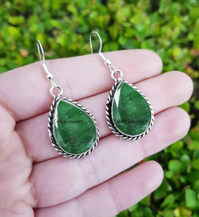Pure 925 Sterling Silver Dangle Drop Earrings for Women, Pear Gemstone Handcrafted Earrings for Women & Girl ('Amethyst)