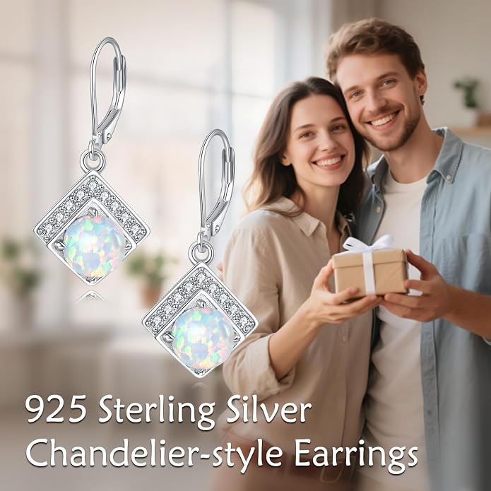 AOBOCO Teardrop Dangle Earrings for Women 925 Sterling Silver Moonstone Flower Filigree Leverback Jewelry Birthday