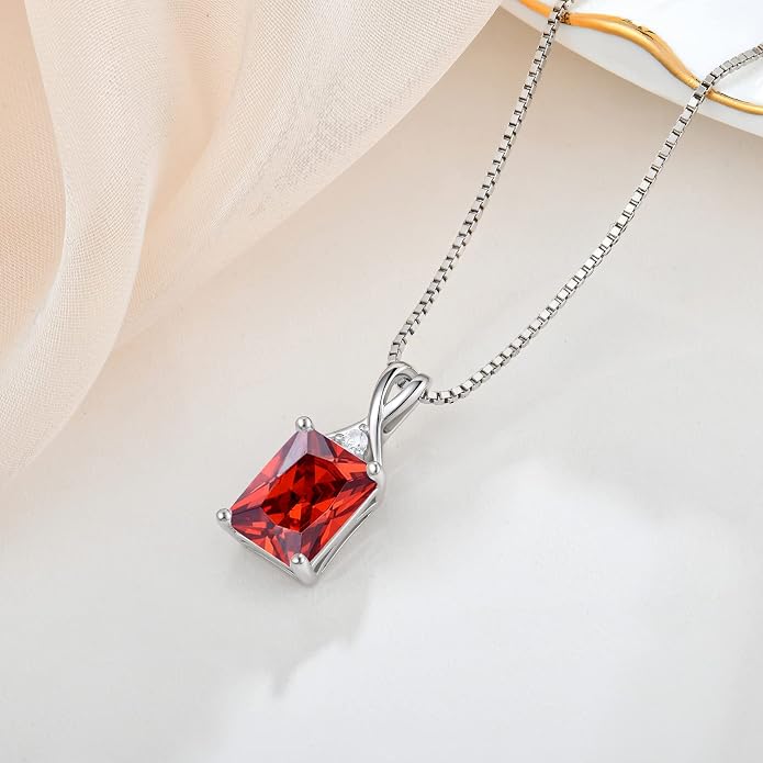 Fahonie 925 Sterling Silver Birthstone Necklace Jewelry Gift for Women Sister Wife Girlfriend Her