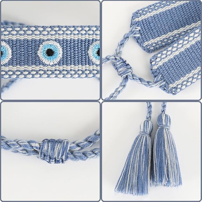Evil Eye Woven Lover Friendship Bracelets Handmade Adjustable Tassel Friend Gift for Women An Elegant Talisman of Protection and Good Fortune