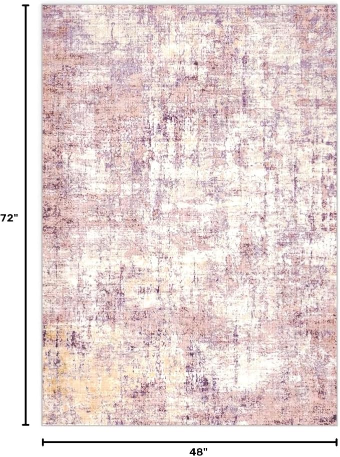 4x6 Area Rugs Washable Living Room Rug-No Slip Soft Carpets Modern Abstract Indoor Floor Stain Resistant Carpet for Bedroom Dining Room Farmhouse Nursery Home Office Pink
