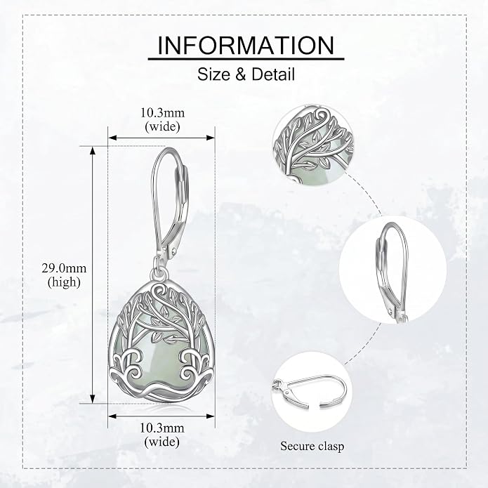 Teardrop Tree of Life/Filigree Earrings for Women Dangle Leverback Earrings Jewelry Gift Anniversary For Her