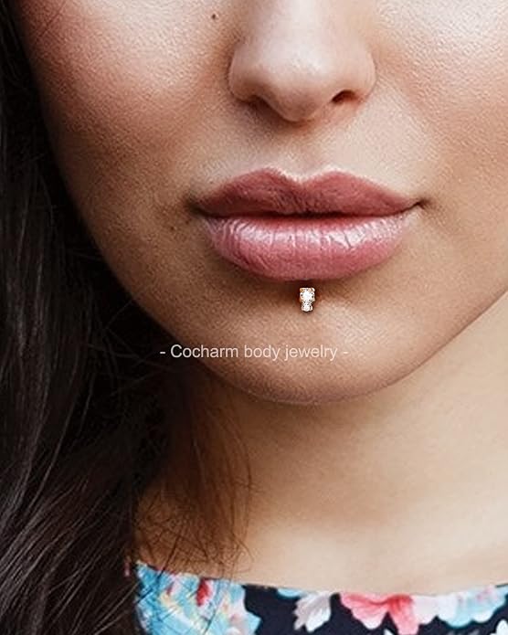 Cocharm 14K Gold Cartilage Earring 16g Real Gold Flat Back Helix Piercing Jewelry Push Pin Tragus Conch Stud for Women Men