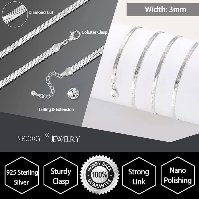 NECOCY 14K Gold Plated Necklaces for Women, Dainty Gold Herringbone Choker Necklace Thin Layered Snake Chain Jewelry for Gifts
