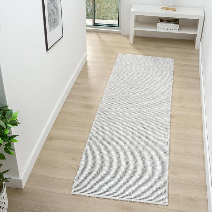 LUXE WEAVERS Two-Tone Fringed Runner Rug Gray 2x7