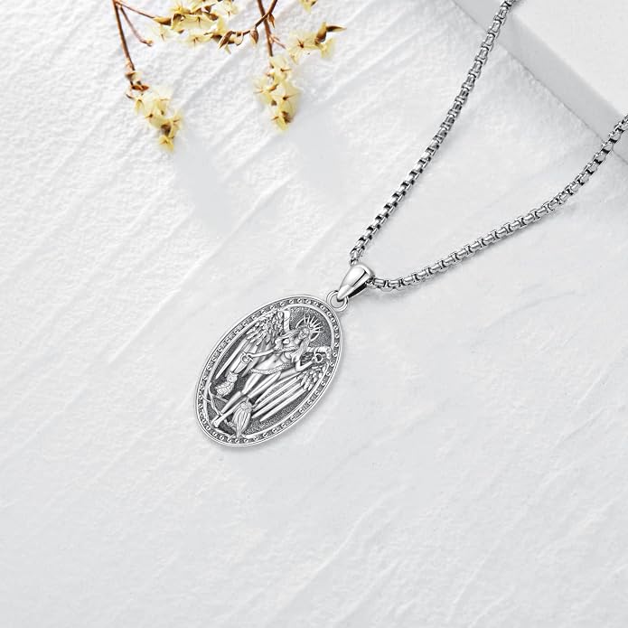 Pentagram Necklace Sterling Silver Triple Moon Goddess/Celtic Knot Witches Knot/Ankh/Sun and Moon/Hecate/Lilith/Santa Muerte/Tetragrammaton Pendant Necklace Pagan Wiccan Magic Egyptian Amulet Jewelry for Women Men