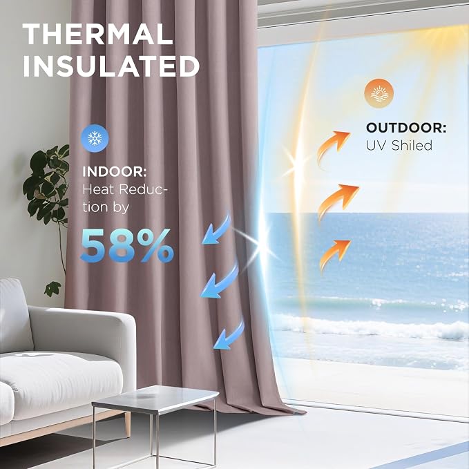 Joydeco 100% Blackout Velvet Curtains Pink 90 Inch Back Tab | Luxury Thermal Insulated Velvet Curtains for Bedroom Living Room, Soundproof Blackout Window Drapes