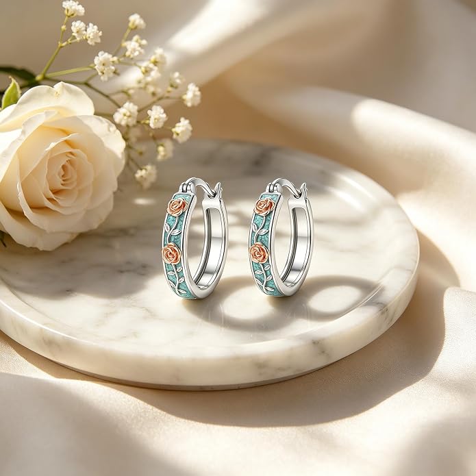 Opal/Turquoise Huggie Earrings 925 Sterling Silver Opal/Turquoise Small Animal Huggie Hoop Earrings Animal Huggies Earring Jewelry Gifts for Women Mom Her