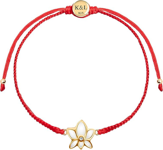 KARMA AND LUCK Adjustable Red String Bracelet, 18K Charm for Women, Handmade in Bali for Luck & Success