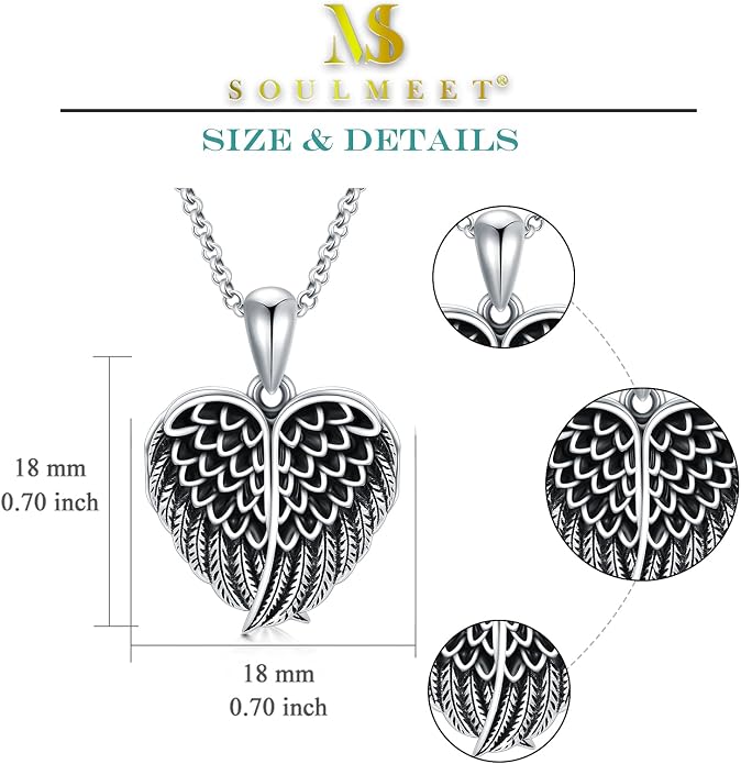 SOULMEET Personalized Silver Locket Necklace That Holds Pictures Photo Keep Someone Near to You, Memorial Custom Lockets Necklaces Letters Engraving for His Her