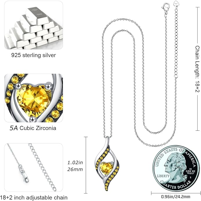 KiiKii Birthday Gifts for Women Birthstone Necklace Platinum Plated 925 Sterling Silver Forever Love Heart Pendant Meaningful Jewelry Gifts for Wife Mom