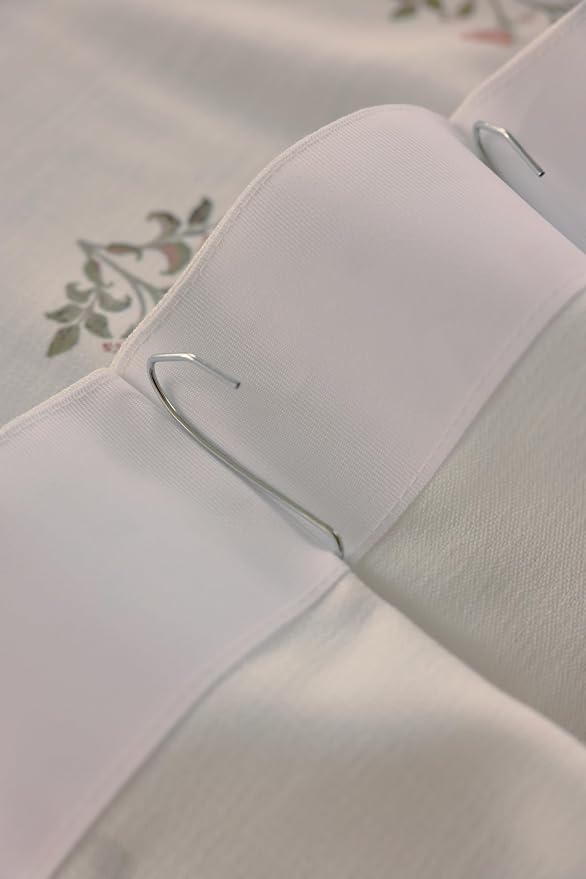 DrapePalette - Linen Blend Pinch Pleated Curtains 84 Inches Long for Living Room, Bedroom, Dining Room, Light Filtering Curtains 1 Panel Set, Modern Floral Printed Design, Beige White, 52" W x 84" L