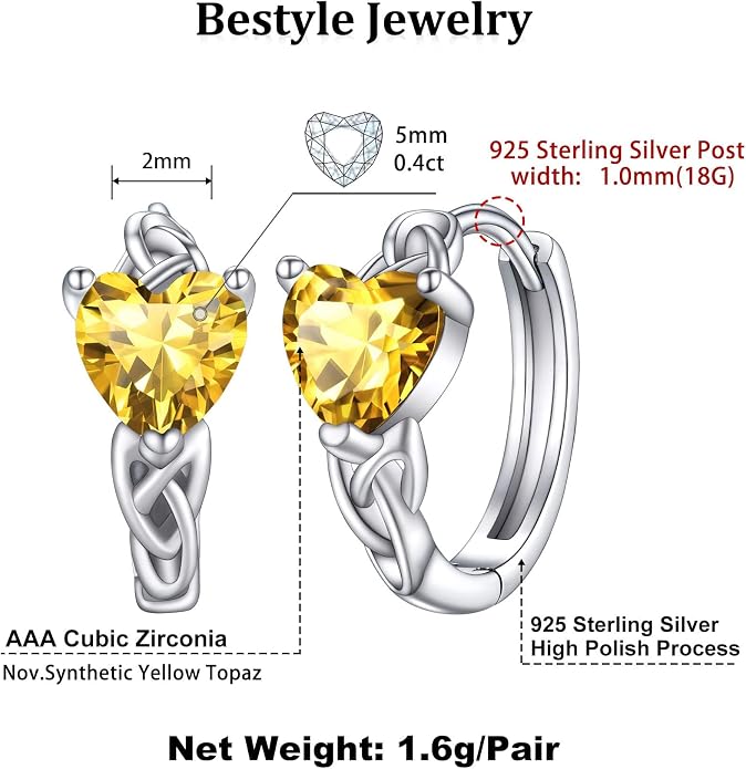 Bestyle 925 Sterling Silver Huggie Hoop Earrings Small Birthstone Hoop Earrings for Women Hypoallergenic Silver Huggie Earring,Great Birthday Earrings Gift for Daughter Wife Mom