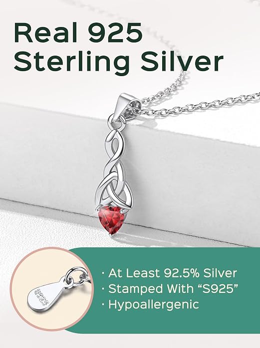 ChicSilver Bow and Cat Birthstone Necklace, 925 Sterling Silver Pendant Necklaces for Women, Hypoallergenic Silver Choker with 16 inch Rolo Chain, 12 Months Jewelry for Valentines Mothers Day Christmas