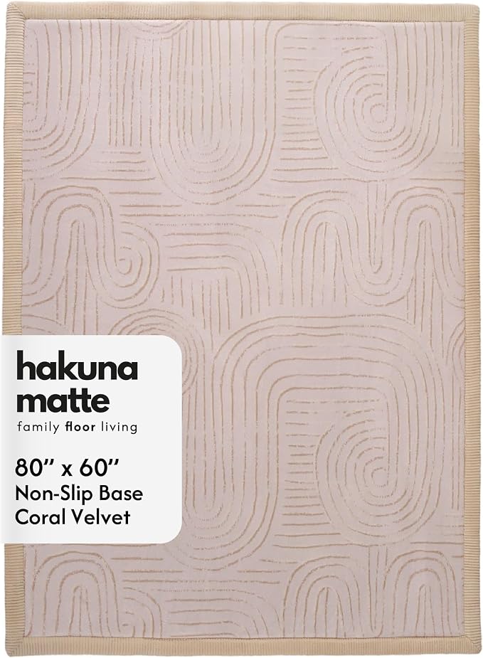 Hakuna Matte CloudSoft Baby Play Mat for Floor 60" x 80" | Coral Velvet Memory Foam Rug for Crawling & Cozy Play Non-Slip, Water-Resistant, Easy-Care Tummy Time Mat