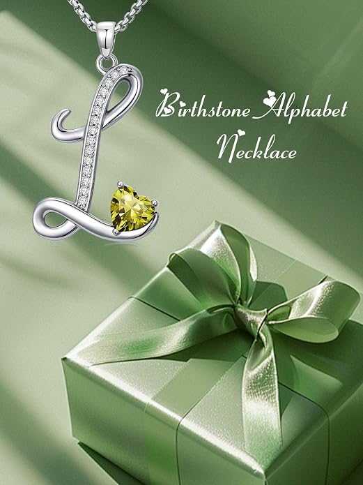 Birthday Gifts for Women Alphabet A to Z Initial Birthstone Pendant Necklaces for Women - 18k White Gold Plated Personalized Name Jewelry Anniversary Graduation Gifts for Wife Her Daughter Girlfriend(with Gift Box)
