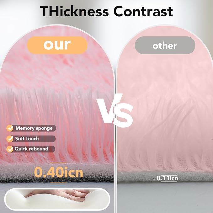 Topmaxcs Pink Fluffy Area Rugs 4x6: Fluffy Furry Area Rugs for Bedroom- Ultra Soft Fuzzy Pink Rugs- High Pile Plush Rugs for Bedroom, 4x6