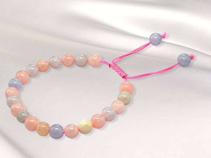 Amazing Gemstone Morganite Bracelet for Women Men's Gifts - Protection Healing Crystal Bracelet - 8mm Gemstones Beaded Adjustable Bracelet Pulseras para Hombres Mujer Stocking Stuffers