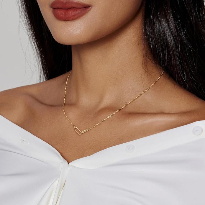 HERIER Cute Heart Necklace Dainty 18k Gold Plated Tiny Heart Pendant Choker Necklaces Small Gold Love Open Heart Chain Necklace for Women Simple Gold Necklace for Women Trendy Jewelry