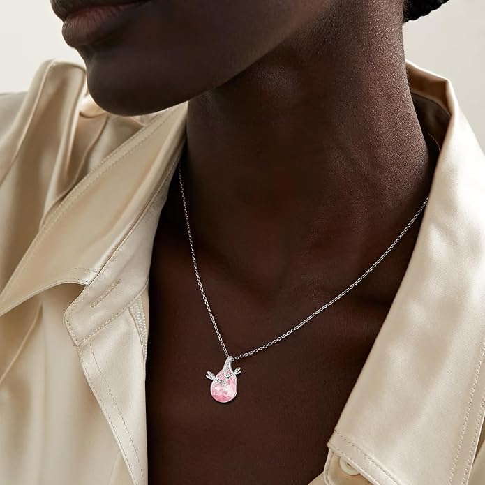 PRAYMOS S925 Sterling Silver Birthstone Necklaces for Women Dainty CZ Necklace Dragonfly Pendant Minimalist Jewelry Gift