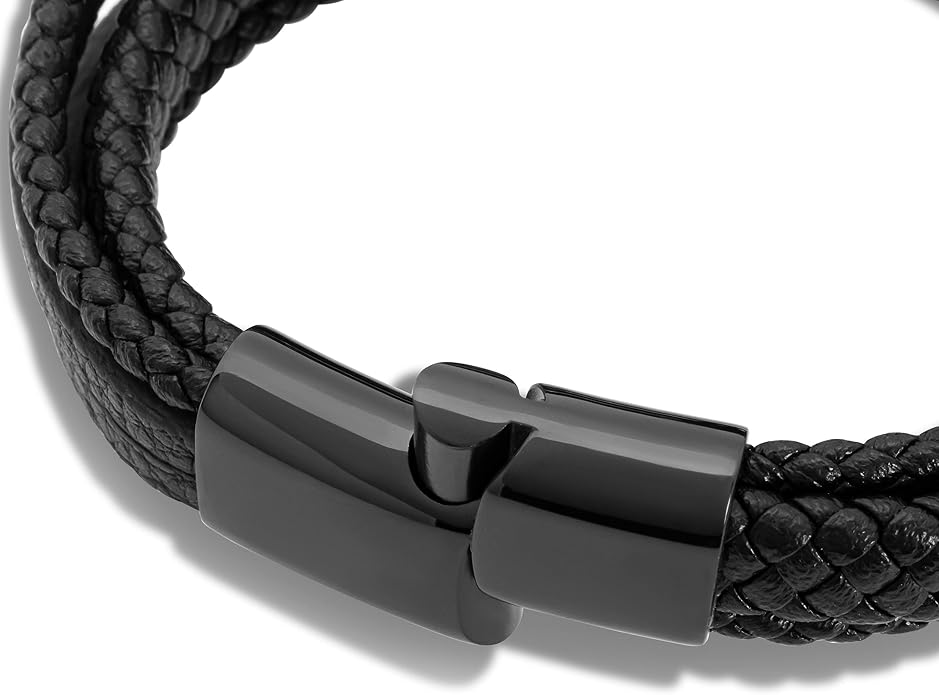 SERASAR Premium Leather Bracelet Men | Stainless Steel Magnetic Clasp | Three Colors | Jewelry Box Included