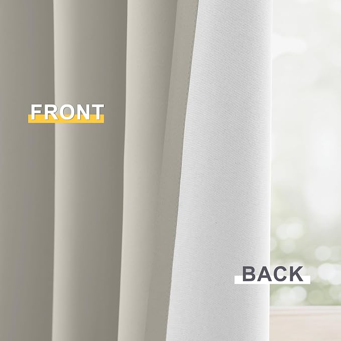 Yakamok Stone Blackout Curtains 84 Inches Long for Bedroom 50" Wide 2 Panel | Blackout Curtain Panels for Bedroom, 2 Thick Layers Grommet Top Thermal Insulated Drapes with White Back for Living Room