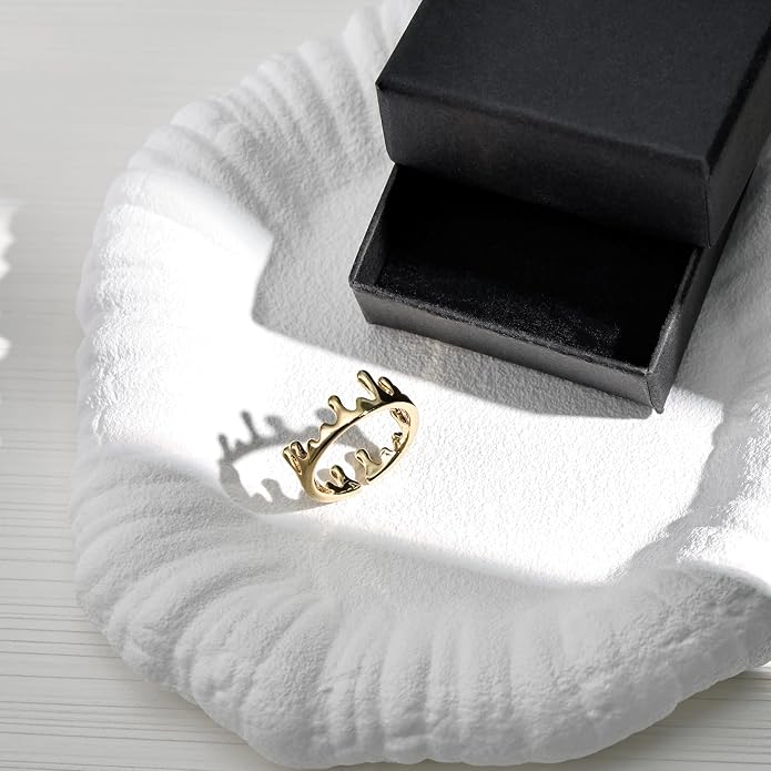 Gold&Silver Lava Adjustable Rings for Women, Crown Rings Dainty Cute Statement Stackable Jewelry Gift