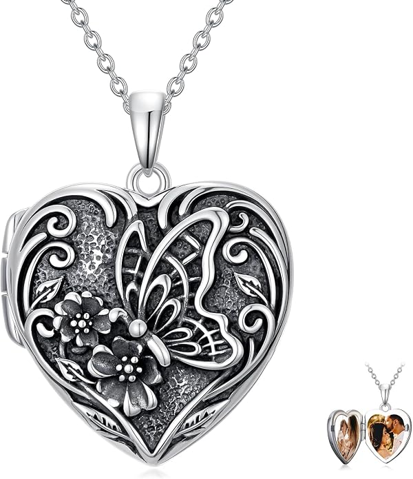 TOUPOP Heart Locket Necklace 925 Sterling Silver Love Locket that Holds Pictures Gifts for Women Her
