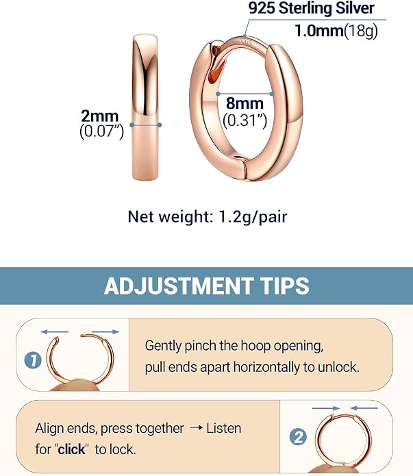 PROSTEEL Hoop Earrings for Women, Huggie Hoop with 925 Sterling Silver Post, 8/10/12/14/16/18/20mm Small Huggie Hoops, 14K Gold Plated/Silver/Black/Rose Gold Hypoallergenic Earrings Jewelry