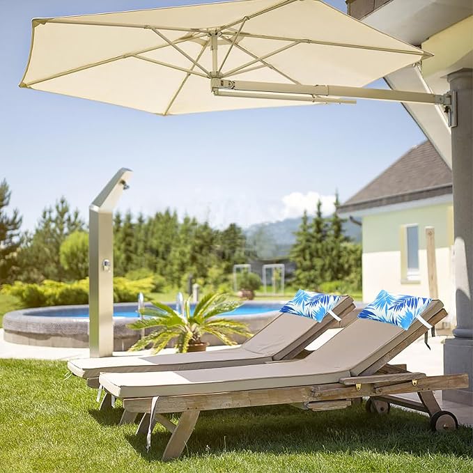JMGBird Outside Pillows Blue Outdoor Pillows with Adjustable Straps | 10x16 Waterproof Outdoor Pillow covers with insert 4 Throw Pillows Headrest Cushions for Pool Patio Beach Chair