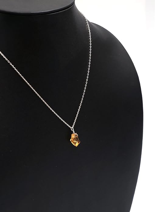 Raw Birthstone Crystal Necklace for Women, Hypoallergenic 925 Sterling Silver Pendant, Adjustable 16+2" Silver Chain, Light Natural Gemstone Jewelry for Everyday Wear & Gift for her & him