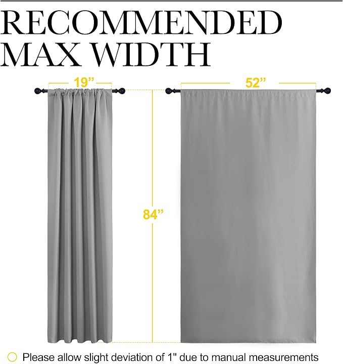 NICETOWN Blackout Curtains 84 inches Length - Energy Efficient & Noise Reducing Thermal Insulated Rod Pocket Blackout Drapes/Draperies for Living Room (Silver Grey, 2 Panels, W52 inches x L84 inches)