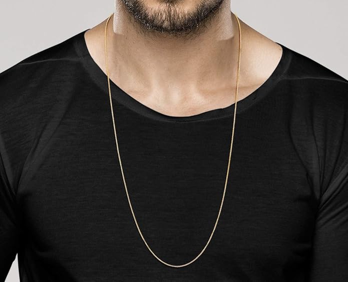 Miabella Italian 925 Sterling Silver or 18K Gold Plated 925 Sterling Silver Thin 1mm Box Chain Necklace for Women, Made in Italy
