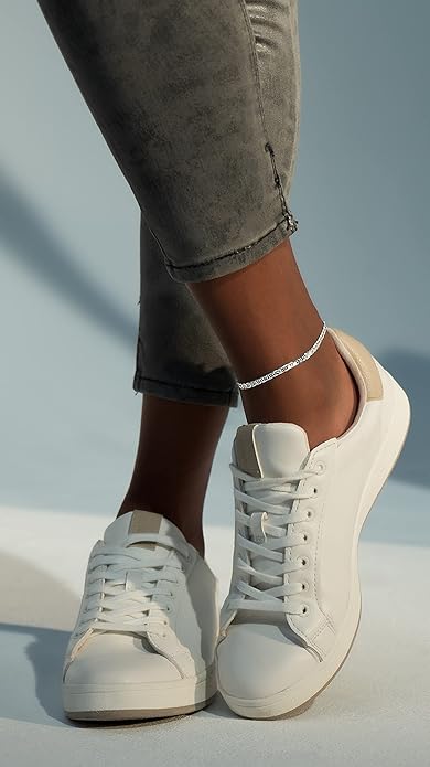 Miabella 925 Sterling Silver Italian 3mm, 4mm Solid Diamond-Cut Mariner Link Chain Anklet Ankle Bracelet for Women, Made in Italy