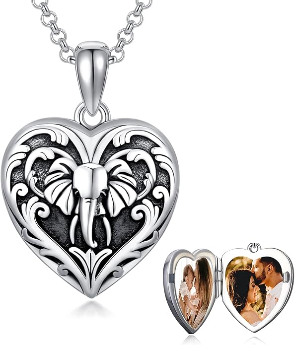 SOULMEET Personalized Silver Locket Necklace That Holds Pictures Photo Keep Someone Near to You, Memorial Custom Lockets Necklaces Letters Engraving for His Her