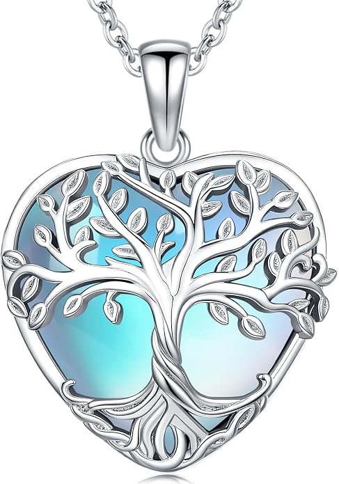 Tree of Life Necklace for Women Moonstone/Turquoise/Amethyst Pendant Boho Necklace Fine Jewelry Gifts for Wife Mom Grandmother