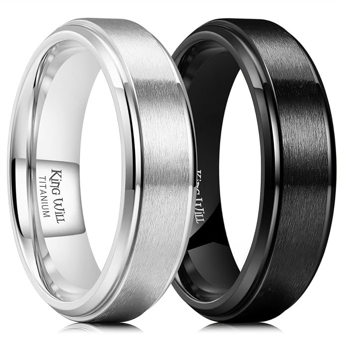 King Will Titanium Wedding Band for Men Women- 3-10mm Width Black/Sliver/Gold High Purity Titanium Promise Wedding Ring Comfort Fit for Daily Wear Size 6-14