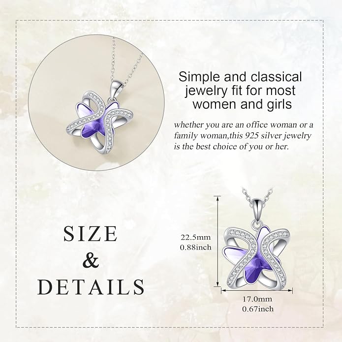 Crystal Necklace 925 Sterling Silver Crystal Pendant Necklace for Women Gift for Women