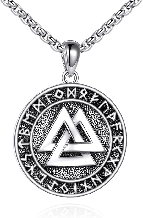 URONE Men Viking Pendant Necklace Sterling Silver Norse Viking Jewelry