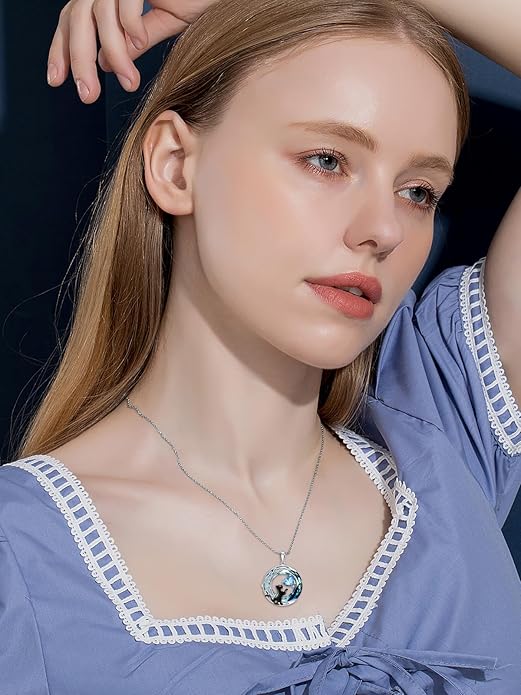 TOUPOP Cat Gifts for Cats Lovers 925 Sterling Silver Black Cat Necklace Celtic Moon Birthstone Jewelry for Women Anniversary Birthday Gift for Her Wife Mom